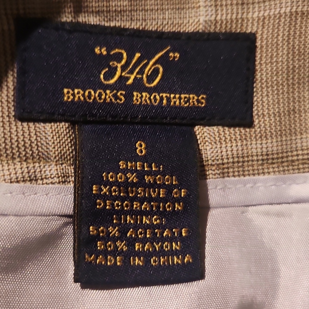 Brooks Brothers Beige Checkered Blazer Suit 100% Wool - Picture 6 of 6